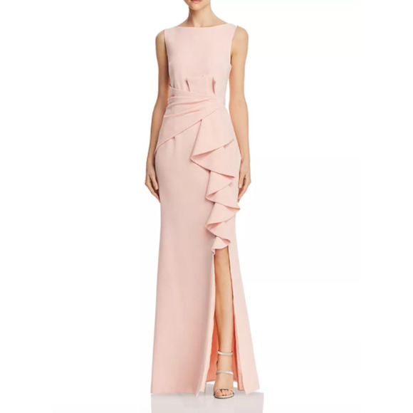 Eliza J Dress cascading ruffle gown sleeveless baby pink NWOT size 16 - Picture 1 of 7